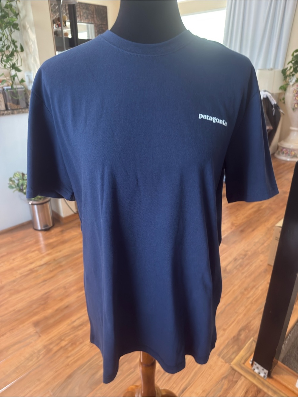 Patagonia Navy Crewneck Short Sleeve Tee with Chest Logo